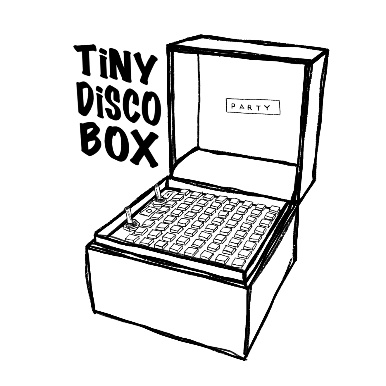 Zeichnung der Tiny Disco Box